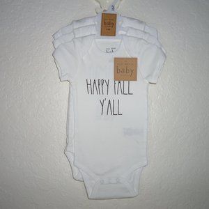 Rae Dunn* Baby 3 Pack Fall Bodysuit Set Onesie 3 Snap Bottom Size~ 6-9 Months